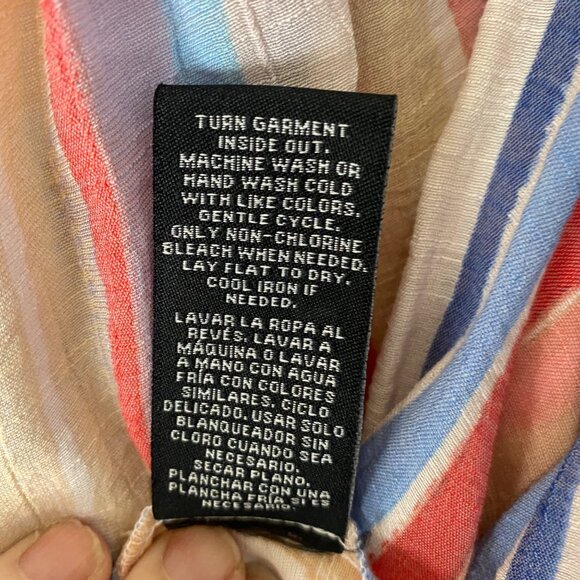 Zac & Rachel Button Up Blouse Woman 1X Striped Coastal Relaxed Beach Resort - Picture 8 of 13